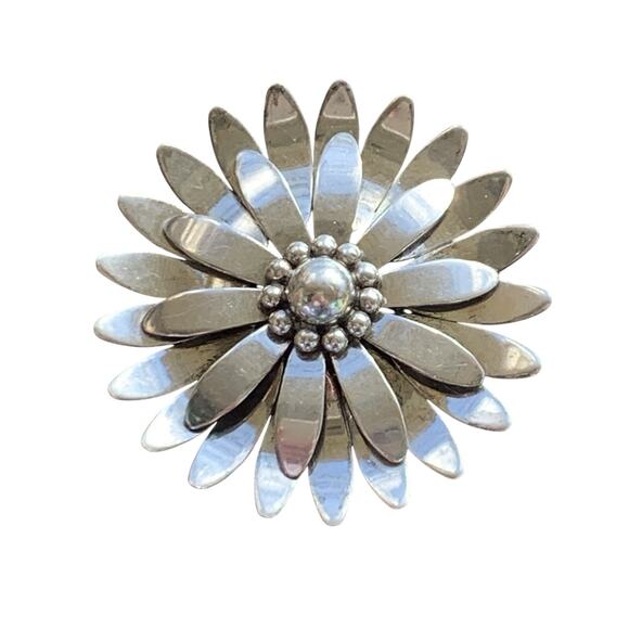 TSR Thomas Skat Rordan Germany Sterling Silver Flower Brooch Vintage - Picture 2 of 6